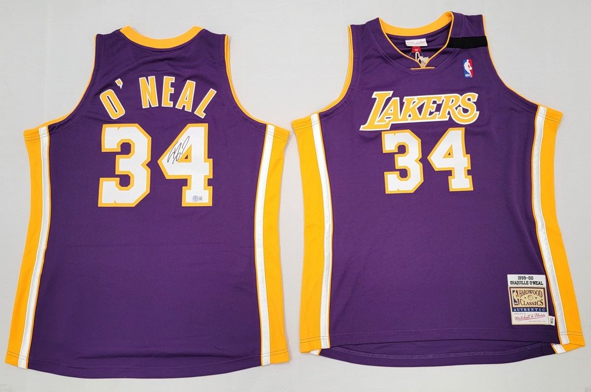 Shaquille O Neal Signed Lakers 99 00 Purple Mitchell Ness Authentic Jersey BAS