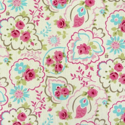 Jättevallmo Stoff Meterware 100 x 140 cm Baumwolle Paisley blau grau rosa neu
