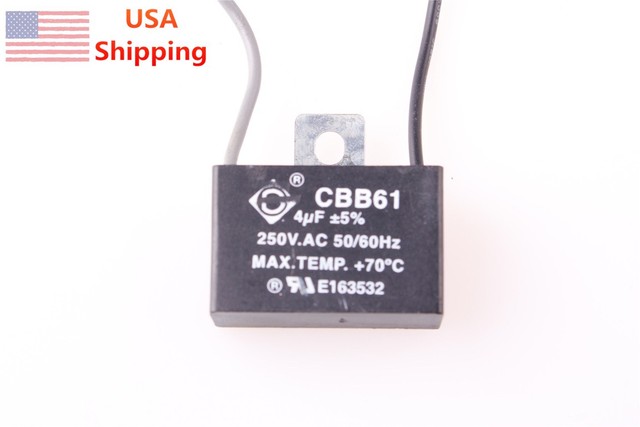 Cbb61 250v Ac 4uf 2 Wire Start Capacitor For Ceiling Fan