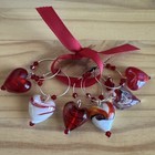 RED HEART RED HEART  VALENTINES HEARTS PARTY Wine Glass Ring Charms  Set Of 6
