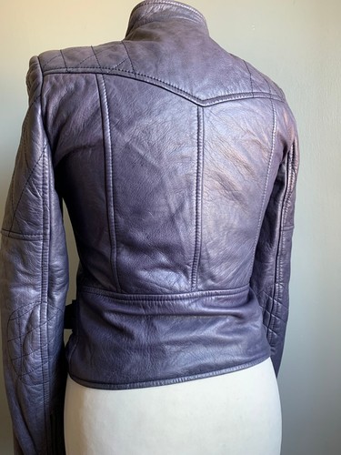 JOSEPH LEATHER PERFECTO BIKER JACKET 6 8 distressed steampunk soft purple faded - Picture 20 of 24