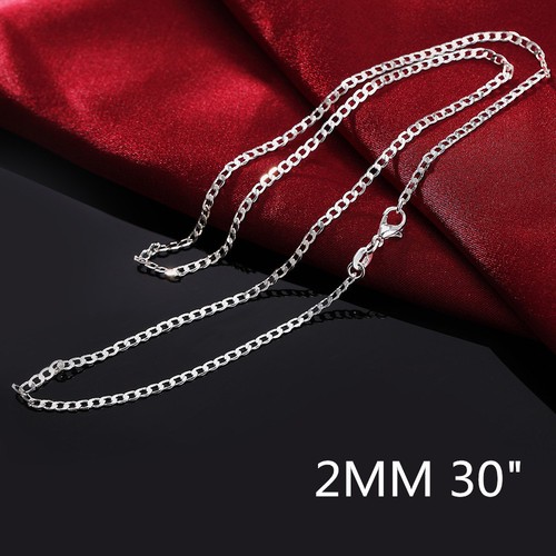 Wholesale 925 Sterling Silver Filled 2mm Classic Curb Chain Necklace For Pendant - Picture 15 of 15