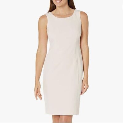 Le Suit Sheath Dress in Fantasy, Pale Pink, Zip Close, Sleeveless, Size 4 NWT