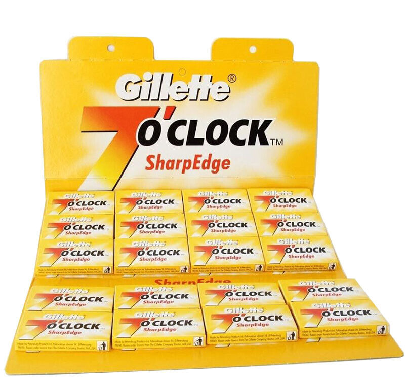 DOUBLE EDGE STRAIGHT CUT THROAT BARBER RAZOR SHAVING BLADES GILLETTE 7 O'CLOCK Laagste prijs populair