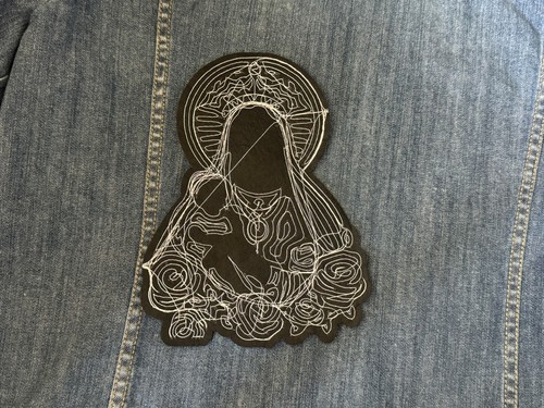 Madonna & Baby Virgin Mary Fabric & Sequin Large Appliqué Baroque Gothic Pastel - Picture 9 of 9