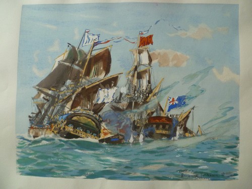 A LA GLOIRE DE NOTRE PAVILLON~N°10~COMBAT de la "CONCORDE"-1778~LACHEVRE~P.O.M. - Foto 2 di 2