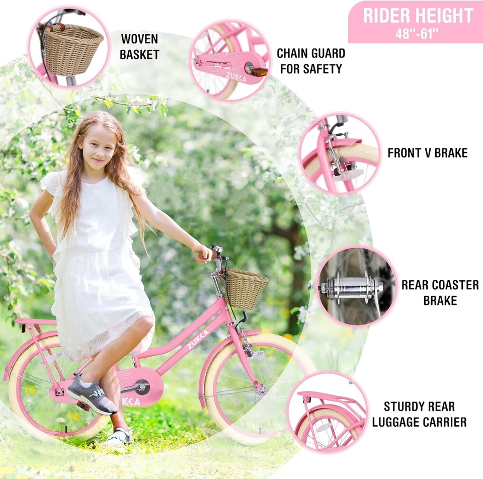 Girls Bike with Basket for 7-10 Years Old Kids,20 inch wheel ,Multiple Colors - Image 2 of 4