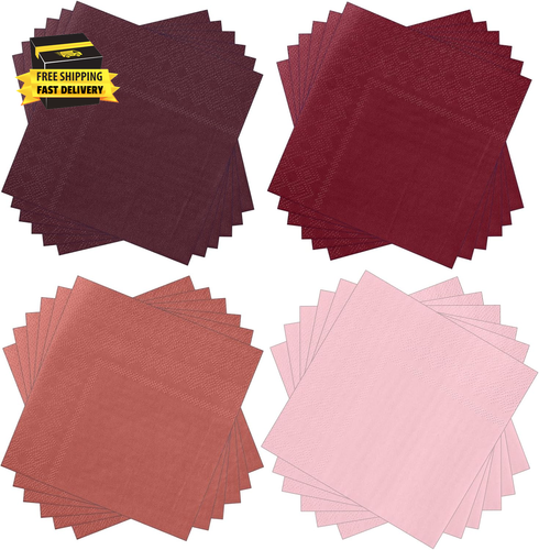 100 Pcs Cocktail Napkins Disposable Beverage Napkins Square Paper Dessert Tissue