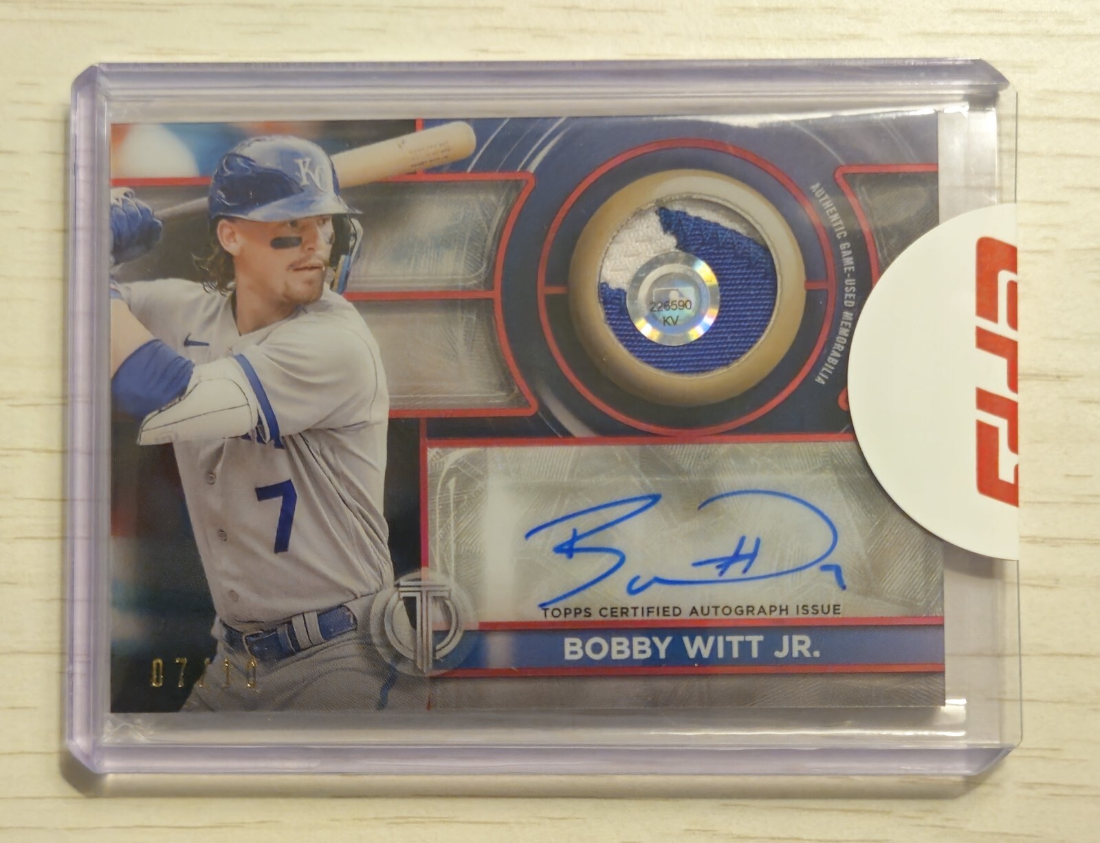 2024 Topps Tribute Bobby Witt Jr Autograph Patch RED 07/10 Jersey Number Match