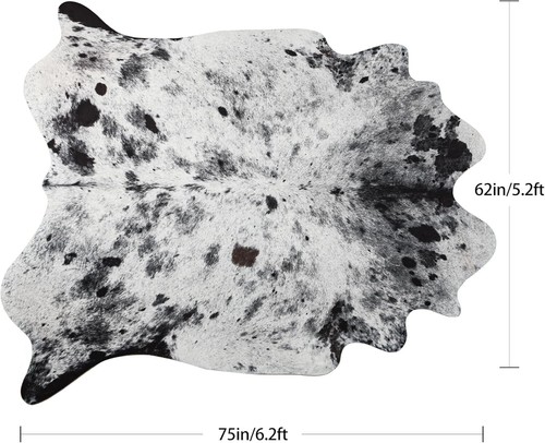 Luxurious 5.2 x 6.2 ft Faux Cowhide Rug - Non-Slip, Elegant Grey White Design - Picture 4 of 11