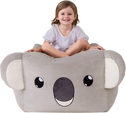 Stuffed Animal Storage Bean Bag Chairs for Kids, Velvet Extra Soft Beanbag Chair - Picture 8 of 12