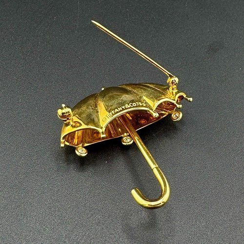 TIFFANY & CO DIAMOND UMBRELLA PIN - 18K YELLOW GOLD - POUCH - Bild 10 von 13