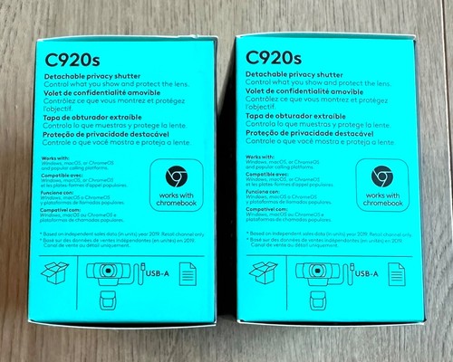(2) Logitech C920s Pro HD Webcams 1080p BRAND NEW 960-001257 - Afbeelding 3 van 4