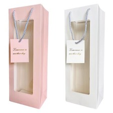 12 PCS Wine Gift Bags with Handles Clear Window Paper Bottle Bags Party