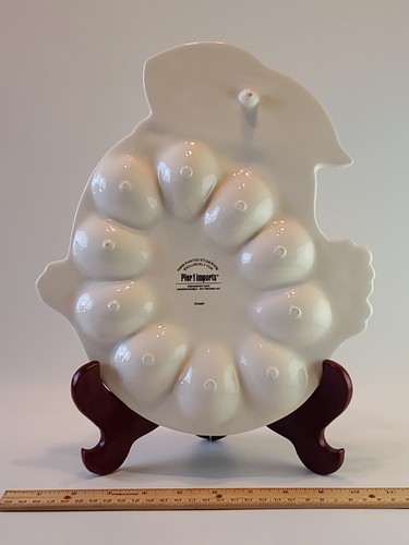 Pier 1 Stoneware Easter Bunny Deviled Egg /Dyed Easter Egg Plate 11.75"×10" EUC - Picture 8 of 23