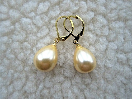 South Sea Shell Pearl Drop Earrings Gold Purple White Red Pink & Rainbow Black - Picture 36 of 185
