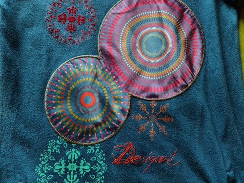 AUTHENTIC DESIGUAL GEOMETRIC ART LOGO BLUE COTTON GIRL DRESS-SIZE:US13/14;EU 158 - Picture 5 of 8