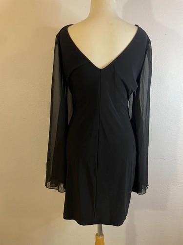 City Triangles Dress Sz Large Retro 90s Y2K Black Flowy transparent sleeve - Picture 3 of 9