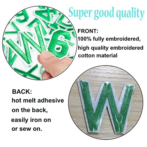 72 Pcs Iron On Letters and Numbers Patches Embroidered A-Z 0-9 for Clothes Hat - Foto 6 di 6