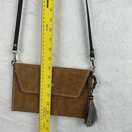 Leather Brown Flap Snap Crossbody Bag Small Tassel EUC! - Picture 8 of 15
