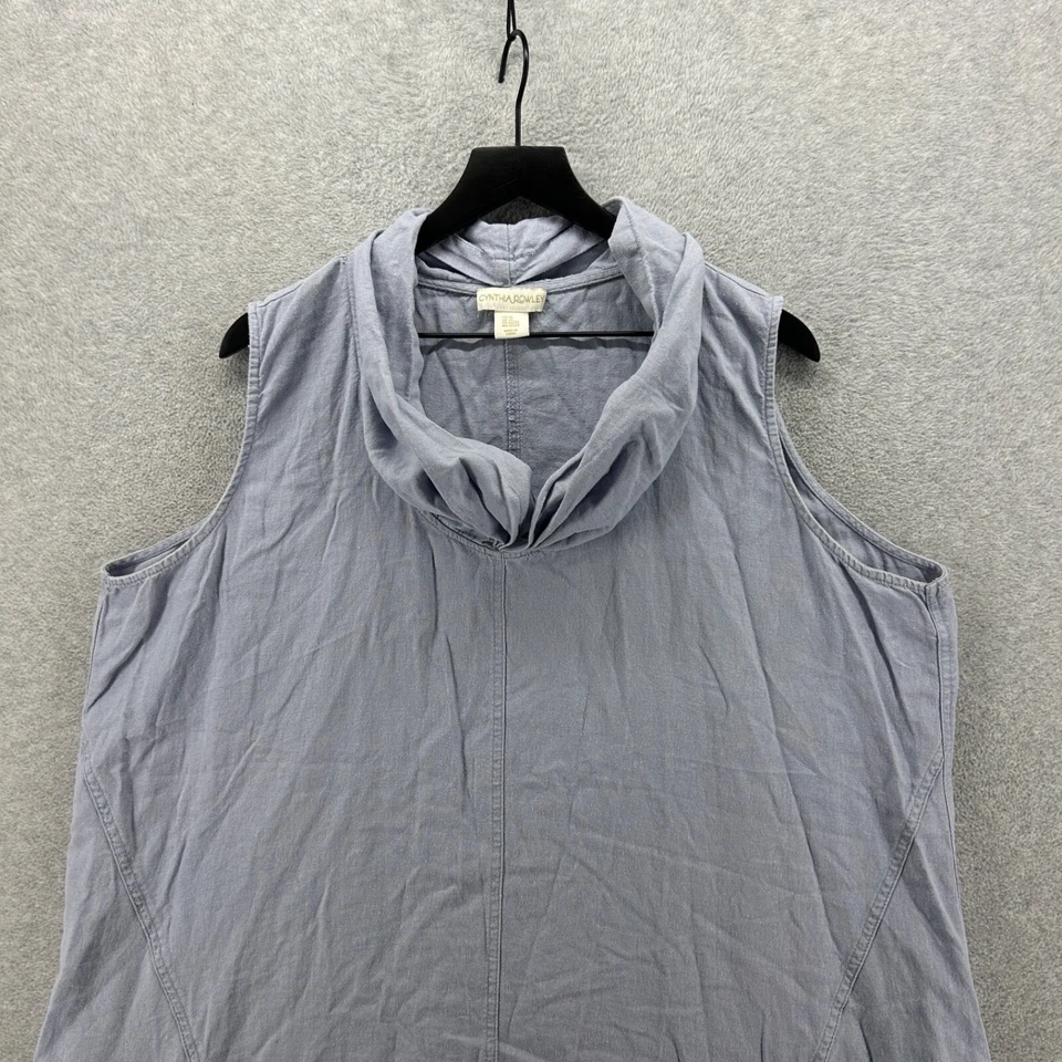 Vestido Cynthia Rowley para mujer talla 2XL púrpura sin mangas mezcla de lino Foto 3 de 4