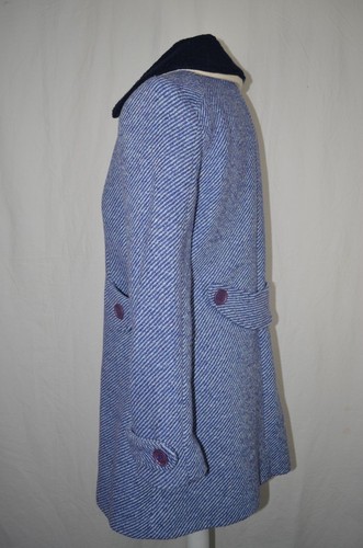 Jacobs Marc stil Und Blauer S Tweed Wollmantel Größe Kragen Weißer Abnehmbarer wO8nmyvN0
