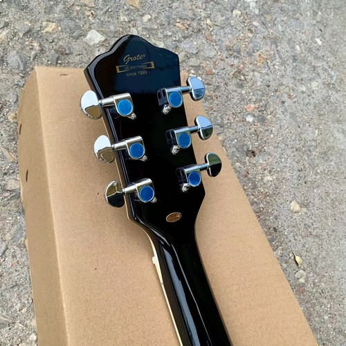 Left-Hand f hole dark green double cutaway electric jazz guitar 6-string - 第 6/6 張圖片