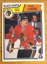 1983-84 O-Pee-Chee Steve Ludzik Rookie Card (RC) 106 Black Hawks Center VGEX O/C