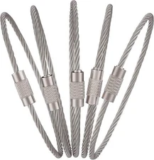 10Pcs. Wire Keychain Cable Large Stainless Steel Key Ring Loop Holder Heavy Duty