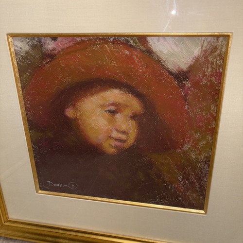 Doug Dawson framed painting of a girl in a hat - Picture 2 of 7