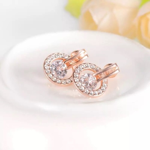 18K GELBGOLD GEFÜLLTE HALSKETTE OHRRINGE SET HERGESTELLT MIT SWAROVSKI KRISTALLEN J10 - Bild 5 von 8