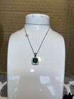 Cushion Cut 2.60 Ct Emerald Designer Pendant Sterling Silver Chain Included