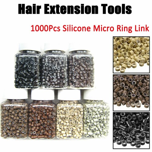 1000 PIEZAS 5mm Silicona Forrado Micro Anillos Eslabones Cuentas para Extensiones de Cabello Pluma - Imagen 1 de 32