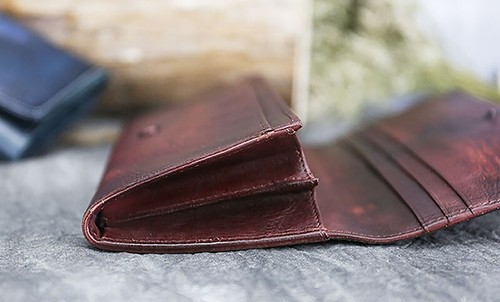 Lange Damen-Geldbörse aus echtem Leder mit Kreditkarte Scheckbuch Clutch Brieftasche - Bild 5 von 6