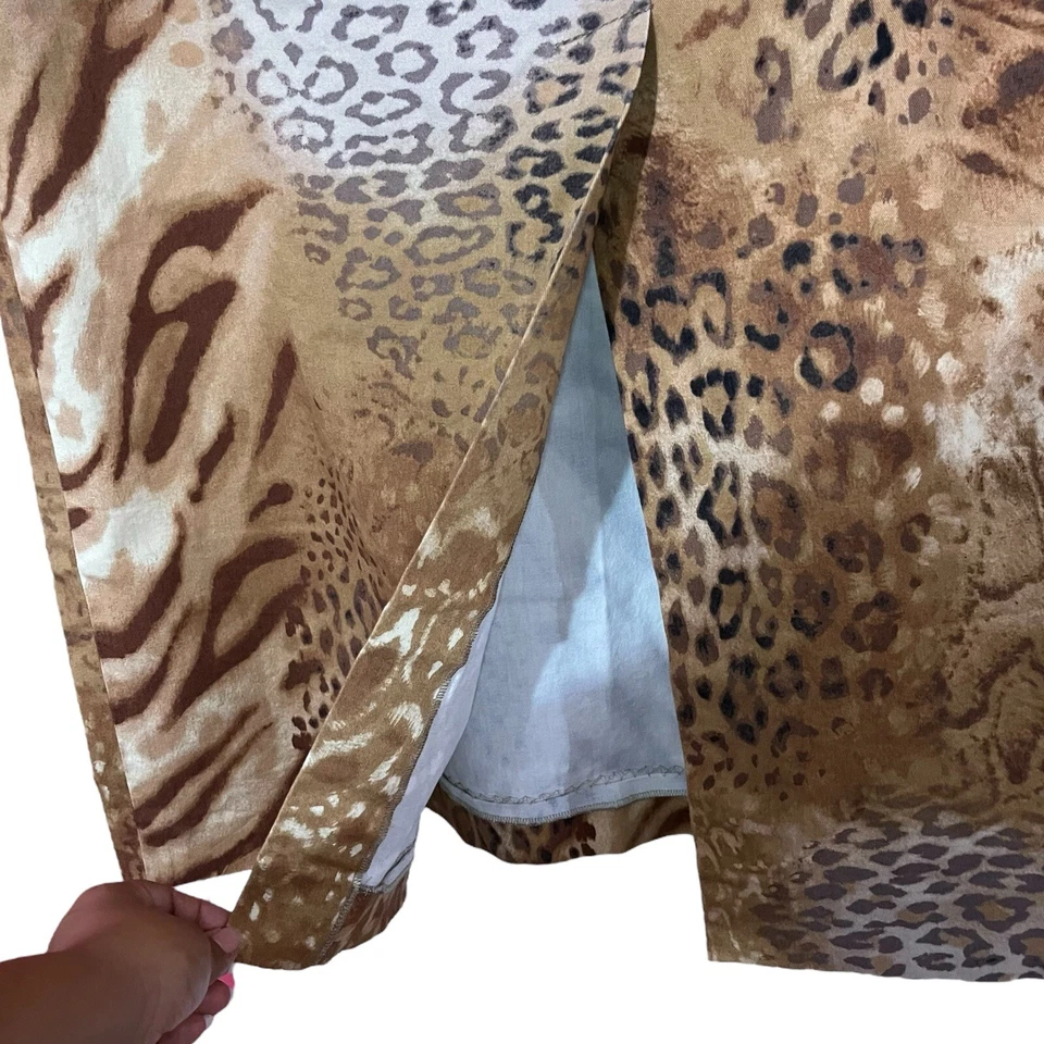 Falda Midi Gianfranco Ferre Forma Leopardo Estampado Animal EE. UU. 22 Marrón Mobwife DEFECTUOSA Foto 4 de 4