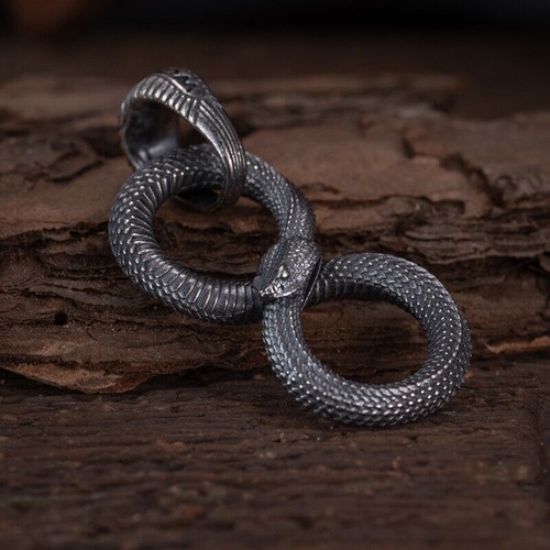 Original Design 925 Silver Snake 8-shaped Necklace Pendant Men Jewelry Keychains - Picture 3 of 15