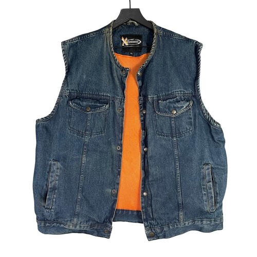 Xelement Denim Motorrad Weste Herren 3XL Blau Jeans Biker Cut-Off Sicherheitsfutter