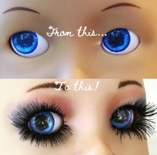 Black Bulk Doll Eyelashes 1/4  x 5  Strip Lashes  Tutorial Make Fix 4-8 Dolls