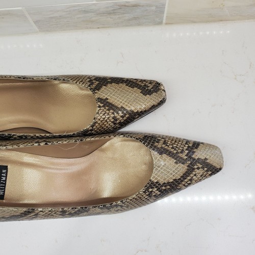 Womens Stuart Weitzman Snake Print - 7.5 B Square Toe - Leather Sole 2.5" Pumps - Picture 7 of 24