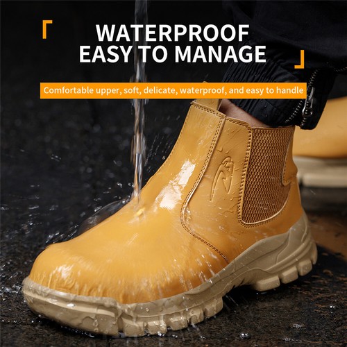 MENS LIGHTWEIGHT ANKLE STEEL TOE CAP SAFETY BOOTS LEATHER WORK SHOE WATERPROOF - Picture 4 of 35