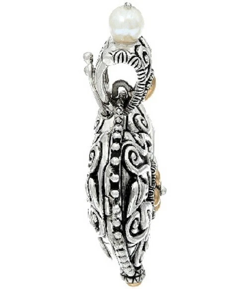 Barbara Bixby Plata de Ley 925 y Oro 18K Corazón Medallón Potenciador Colgante Perla Foto 4 de 4