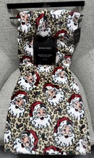 Viral Christmas Santa Leopard/Cheetah Print Oversized Plush Throw Blanket 60x70