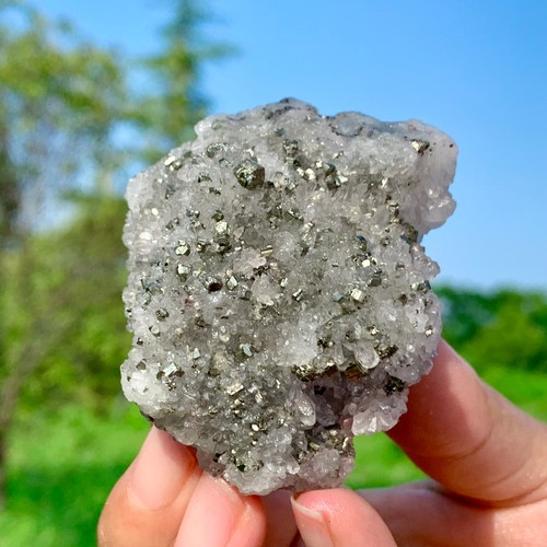 143G Natural chalcopyrite Pyrite White Quartz Crystal Mineral Specimen/China - Picture 9 of 24