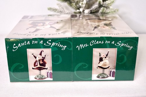 Santa on a Spring & Mrs. Clause on a Spring Set 12" Costco Christmas New Sealed - Picture 6 of 9