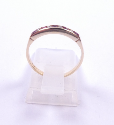 Ruby and Diamond Ring 9 carat gold eternity ring very good quality size K - Picture 6 of 8
