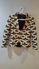 African Wax Pri T Ikat Kente Cloth Blazer Jacket Tanzania Custom SzM Ethnic Chic