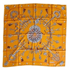 Hermes scarf Carre 90 "LES CLES"The keys orange Unused Beautiful Item From Japan