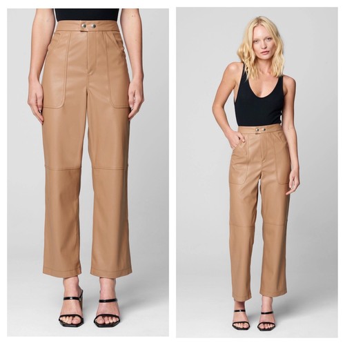 Blank NYC The Baxter High Rise Vegan Leather Pant Size 24 Tan Neutral Wide Leg 