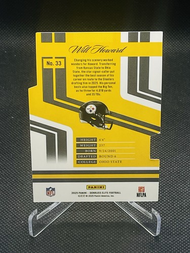Donruss Elite Will Howard Blue Aspirations 2025 #/99 troquelado SP Steelers #33 - Imagen 2 de 2