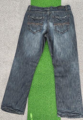 Men's Safari Denim Boot Cut Jeans 32 X 32 Blue Medium Wash Embroidered Pockets - Bild 3 von 13